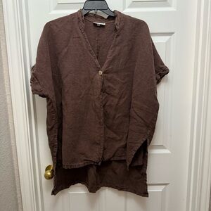 bryn Walker linen Brown Lightweight Shirt Jacket